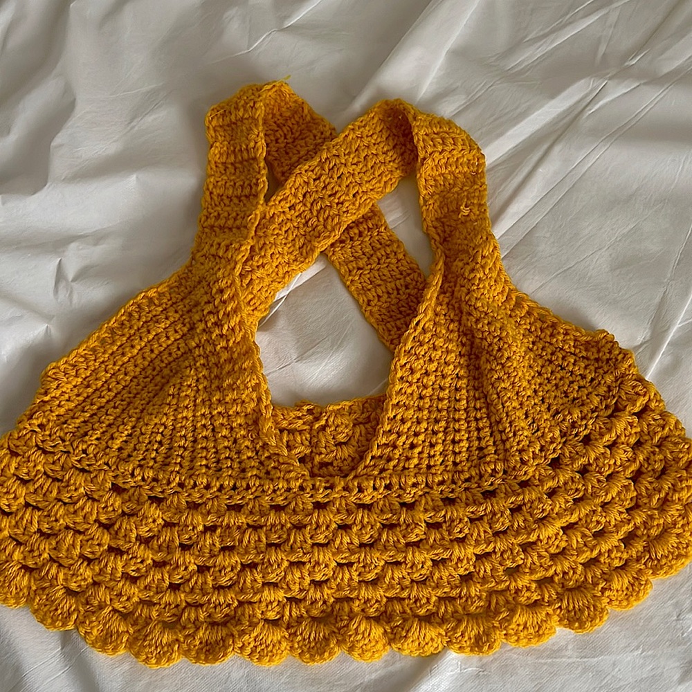 S/M Gold-ish Crochet Crop Top.